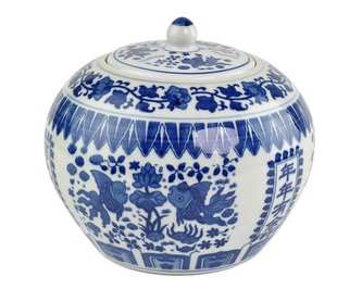 Porcelánová dóza kulatá China Ryby 19 cm