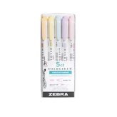 Sada zvýrazňovačů "Mildliner Highlighter", 5 pastelových barev, 1,4 - 4 mm, oboustranný, ZEBRA 78705