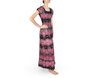 Dámské dlouhé šaty Andy, černo-růžové, mandaly