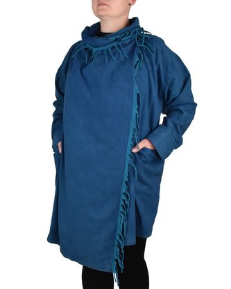 Kardigan TIDA, modrý, světle modré třásně