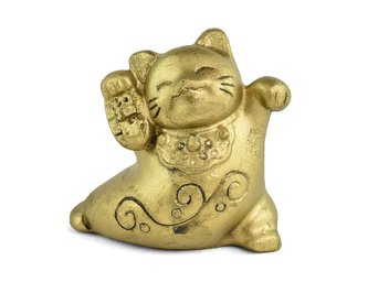 Soška pozlacená 4 cm, kočka štěstí - levá