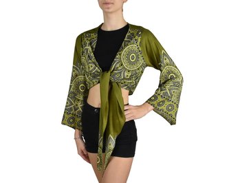 Bolerko SAURA, zelená, mandaly a květy