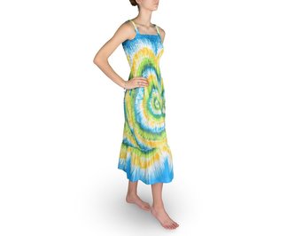 Dlouhé šaty s volánem Junta, batikované