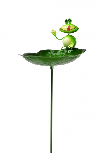 Kovové pítko pro ptáčky Leknín s žabákem 82 cm