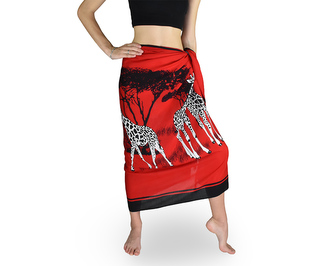 Sarong - Pareo ANIMAL, žirafa, červený