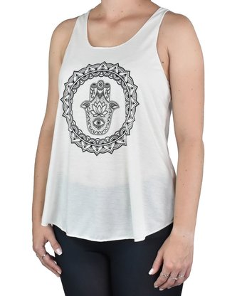 Dámské tílko YOGEE, krémové, hamsa