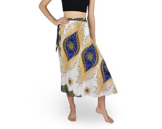 Zavinovací sukně NORIO, bílá, modrá oka