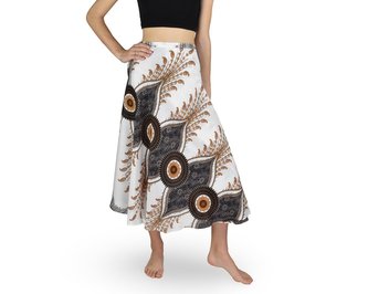 Zavinovací sukně NORIO, bílá, hnědé kruhy, II. jakost