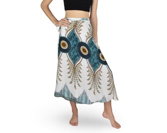 Zavinovací sukně NORIO, bílá, modré kruhy, II. jakost