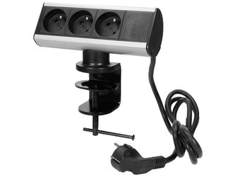 VIRONE FS-6  Zásuvka stolní se svorkou 3x 230V, kabel 1,8m
