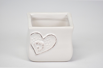 Keramický květináč se srdíčkem 6,5x7,5x7,5 cm
