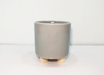 Šedo-béžový keramický květináč na nožkách 15,2x13 cm