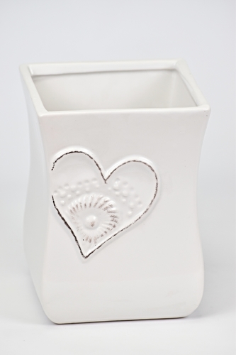Keramický květináč se srdíčkem 14x11x11 cm