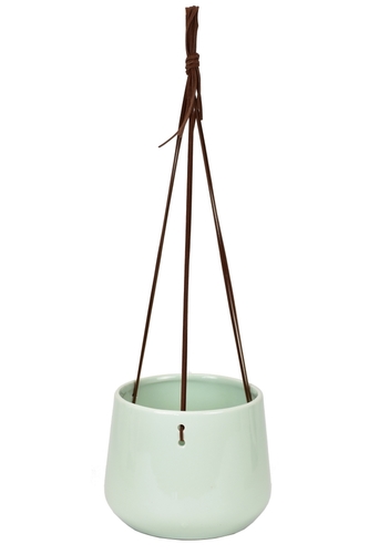 Keramický květináč na zavěšení zelený 11x12 cm
