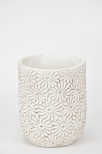 Cementová váza Flowers bílá 16,8x13,8 cm