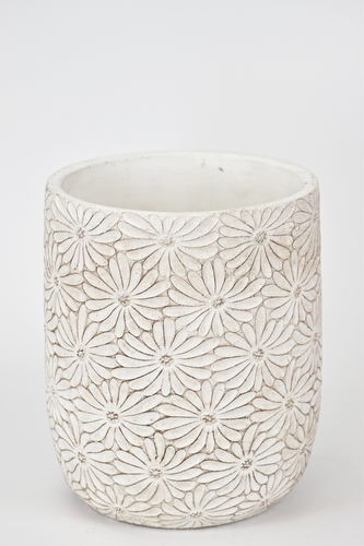 Cementová váza Flowers bílá 20,8x17 cm