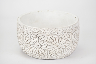 Cementový květináč Flowers bílý 9,8x16,8 cm