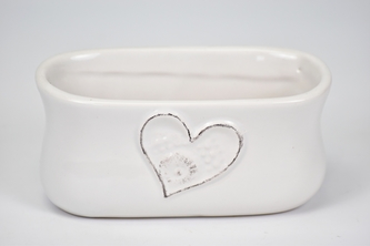 Keramický květináč oválný se srdíčkem 6,5x7,5x14,2 cm