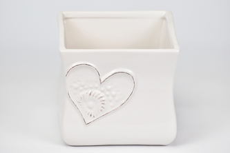 Keramický květináč se srdíčkem 12,5x13,5x13,5 cm