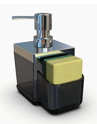 Dávkovač mýdla s přihrádkou černý antr. 15,5x10x8,5cm