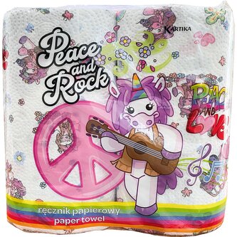 Kuchyňské utěrky potištěné Peace and Rock 3 vrstvé 2 ks