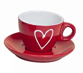 Hrnek espresso s podtalířkem, červený II. jakost