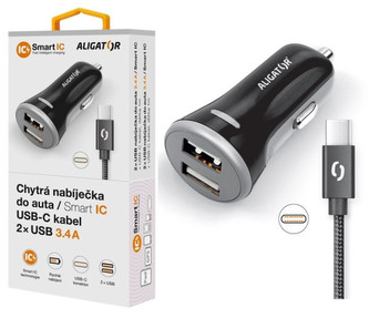 CL ALI USB-C 2xUSB výstup, 3.4A, smart IC, černá