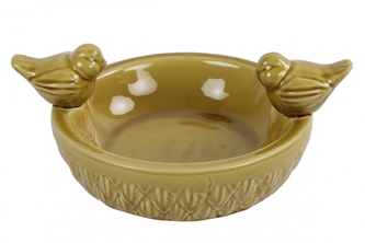 Keramické pítko pro ptáky Jorinda L žluté 23,5x23,5x11,5 cm