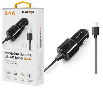 CL ALIGATOR USB-C, 2,4A, TCH, černá
