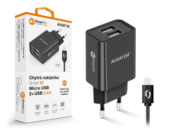 CD ALI MicroUSB 2xUSB výst. 2,4A, smart IC, černá