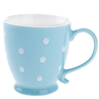 Porcelánový hrnek, modrý s puntíky, 440ml, 6/36
