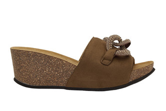 Scholl RAVELLO - dámské pantofle na klínku hnědé Velikost: 39 Scholl RAVELLO - dámské pantofle na klínku hnědé Velikost: 39