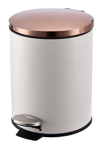 koš odpadkový nášlapný 12l kulatý kov.BÍ/MĚĎ, s vložkou PH