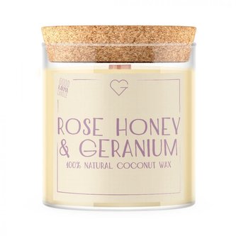Svíčka s dřevěným praskajícím knotem - Rose Honey & Geranium 280 g