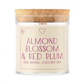 Svíčka s dřevěným praskajícím knotem - Almond Blossom & Red Plum 280 g