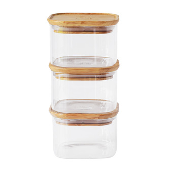 PKV-034 Set 3ks skleněných dóz, čtverec