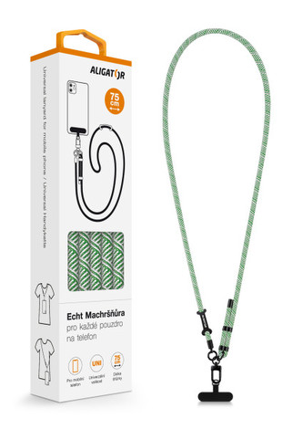 Aligator Echt Machršňůra, univerzální šňůrka pro mobilní telefon, zelená