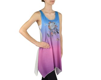 Dámský dlouhý top YOGESA II, krémový, lapač snů s růží