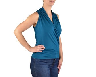 Dámské tílko KAMALA s křížovým dekoltem, tyrkysově modrá