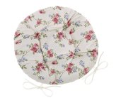 Sedák DITA kulatý prošívaný - Růžička pnoucí růžová, béžová, zelená - průměr 40 cm