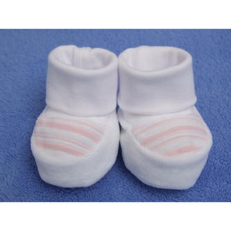 Kojenecké bačkůrky plyš pruh malé; Barva: růžová