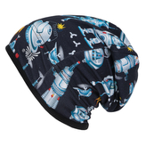 Dětská zimní čepice spadená Vesmírní roboti dark blue; Barva: modrá; Velikost: 48