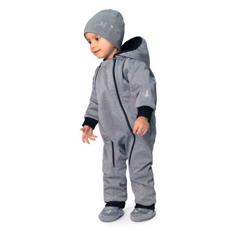 Rostoucí softshellová kombinéza s fleecem Šedý melír; Barva: šedá; Velikost: 74 - 80