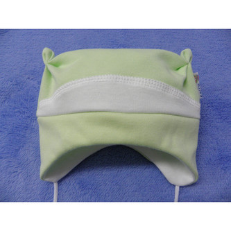 Kojenecká čepice s růžky; Barva: srdce bílá / zelená; Velikost: XS