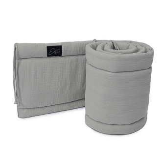 Luxusní mantinel mušelín do postýlky Dove grey; Barva: šedá; Velikost: 28 x 180 cm