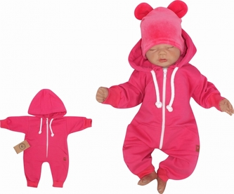 Z&Z Dětský teplákový overálek s kapucí, amarant, vel. 86; 86 (12-18m)