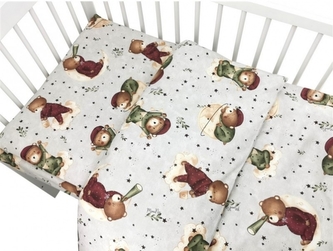 Povlečení do postýlky, bavlna, 2D sada, Teddy and Moon - béžová, 135 x 100 cm; 135x100