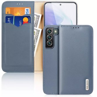 Dux Ducis Hivo Leather Flip Cover Originální kožená peněženka na karty a dokumenty Samsung Galaxy S22 (S22 Plus) modrá