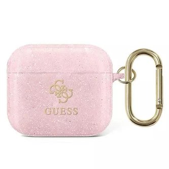 Ochranné pouzdro na sluchátka Guess pro kryt AirPods 3 růžový/růžový Glitter Collection