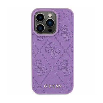 Guess Leather 4G Stamped - pouzdro pro iPhone 15 (fialové)